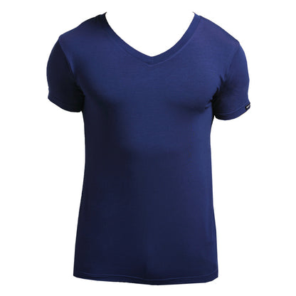 Short-sleeved inner T-shirt, tight V-neck men's vest, comfortable and light base layer, solid color